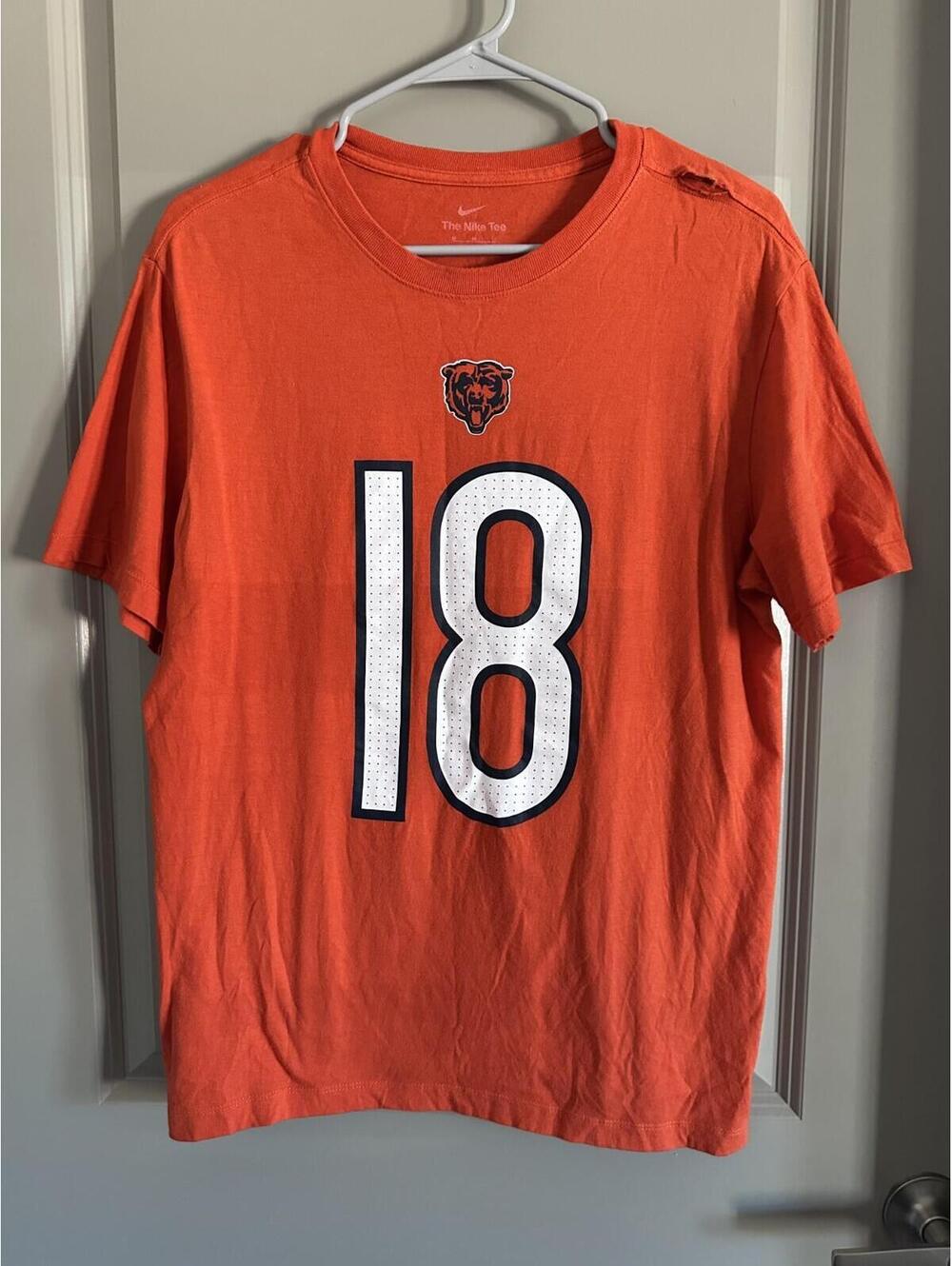 Nike Chicago Bears Caleb Williams #18 Orange T Shirt Size Large Short Sleeve